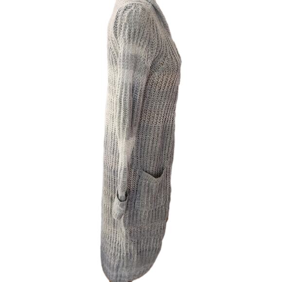 Caslon Size XS Midi Length Cardigan Sweater Duster Wool Blend Light Gray Pockets - Picture 4 of 7